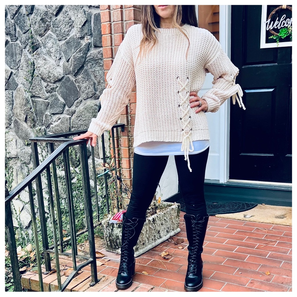 #14 ✨PARIS✨Chenille beige tie sweater - Picture 5 of 6